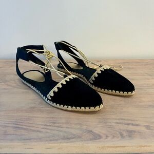 Nine West Black Espadrille Flats With Crochet Detail